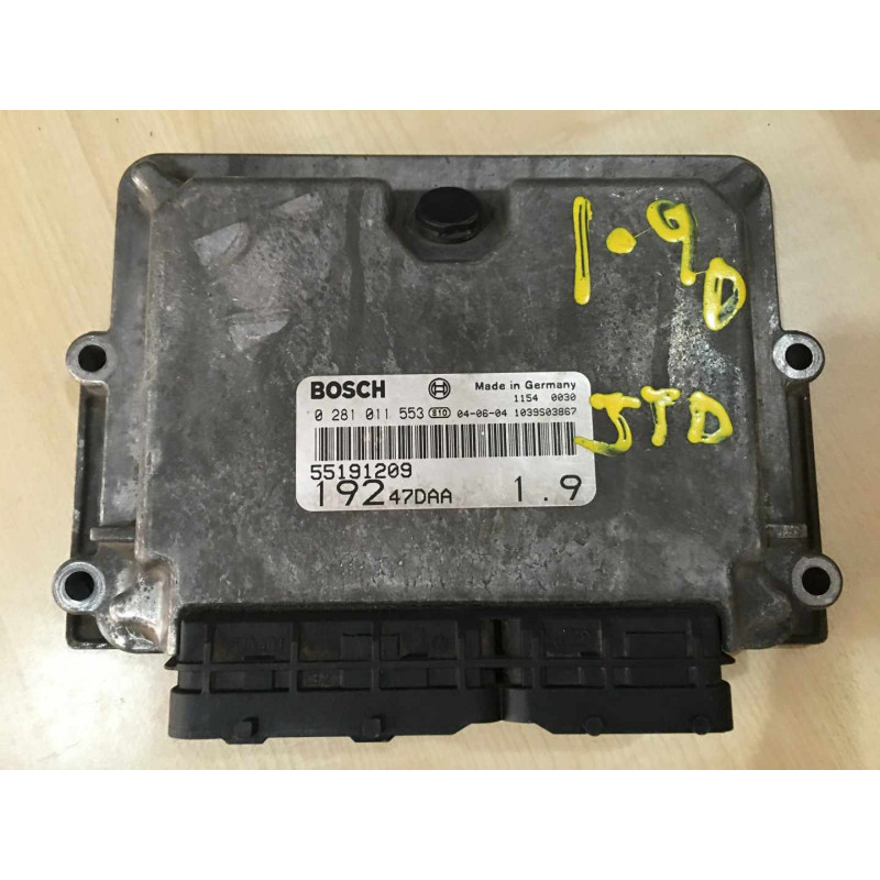 ECU BOSCH EDC15C7-2.3 0281011553 FIAT STILO I 1.9 JTD 85KW 115HP 192A1000 55191209 / SW 1037369113 / WITH IMMO OFF