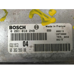 ECU BOSCH EDC15C2-6.1 0281010249 PEUGEOT 306 I 2.0 HDI 66KW 90CV RHY 9636256980 - CON INMOVILIZADOR ANULADO (IMMO OFF)