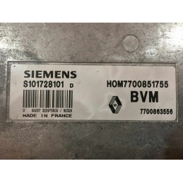 ECU MOTOR SIEMENS FENIX 3 S101728101D RENAULT 19 1.8i 66KW 90CV 7700863556 HOM7700851755 / CON INMOVILIZADOR ANULADO (IMMO OFF)