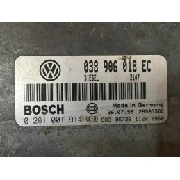 ECU MOTOR BOSCH EDC15V-5.29 0281001914 SEAT IBIZA II / CORDOBA I (6K) 1.9 TDI 66KW 90CV 038906018EC - CON INMOVILIZADOR ANULADO