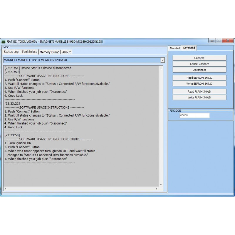 I/O TERMINAL FIAT BSI 1 SOFTWARE LICENSE (MARELLI BSI)