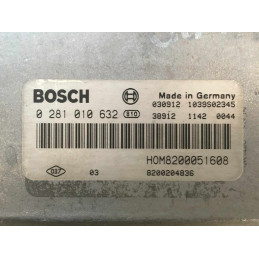 ECU MOTOR BOSCH EDC15C3-4.1 0281010632 NISSAN PRIMASTAR 1.9 DCI 100CV 8200051608 8200204836 / SW 1037367781- CON INMO ANULADO