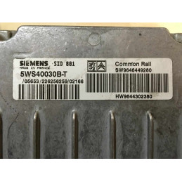 ECU MOTOR SIEMENS SID 801 5WS40030B-T PSA 9644302380 - CON INMOVILIZADOR ANULADO (INMO / IMMO OFF)