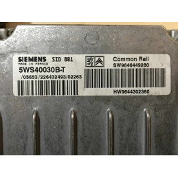 ECU MOTOR SIEMENS SID 801 5WS40030B-T PSA 9644302380 - CON INMOVILIZADOR ANULADO (INMO / IMMO OFF)