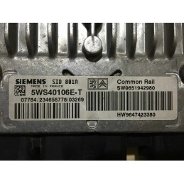 ECU SIEMENS SID801A 5WS40106E-T CITROEN XSARA I 2.0 HDI 66KW 90HP HW 9647423380 SW 9651942980 - WITH DISABLED IMMOBILIZER