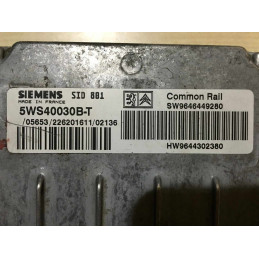 ECU MOTOR SIEMENS SID 801 5WS40030B-T PSA 9644302380 - CON INMOVILIZADOR ANULADO (INMO / IMMO OFF)