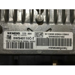 ECU MOTOR SIEMENS SID 804 5WS40110C-T PSA HW 9648624280 SW 9653447480 - CON INMOVILIZADOR ANULADO (INMO / IMMO OFF)