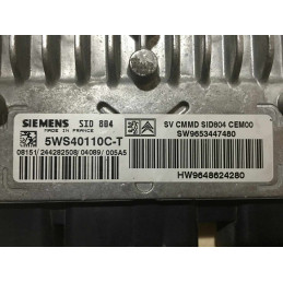 ENGINE ECU SIEMENS SID 804 5WS40110C-T PSA HW 9648624280 SW 9653447480 - WITH DISABLED IMMOBILIZER (IMMO OFF)