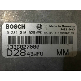 ECU BOSCH EDC15C7-2.22 0281010929 FIAT DUCATO II 2.8 JTD 93KW 126CV 1336827080 - CON INMOVILIZADOR ANULADO (IMMO OFF)