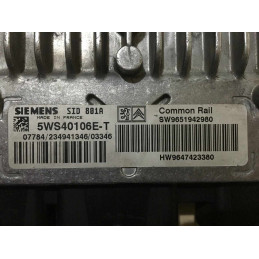 ECU MOTOR SIEMENS SID 801A 5WS40106E-T PSA 9647423380