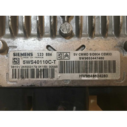 ECU MOTOR SIEMENS SID 804 5WS40110C-T PSA HW 9648624280 SW 9653447480 - CON INMOVILIZADOR ANULADO (INMO / IMMO OFF)