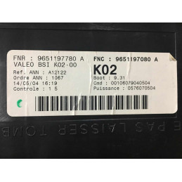 BSI K02-00 VALEO A12122 PSA 9651197080A 9651197780A