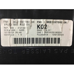 BSI K02-00 VALEO PSA 9651197080 9651197780