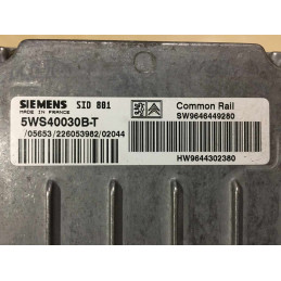 ECU MOTOR SIEMENS SID 801 5WS40030B-T PSA 9644302380 - CON INMOVILIZADOR ANULADO (INMO / IMMO OFF)