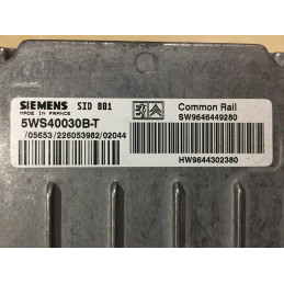 ENGINE ECU SIEMENS SID 801 5WS40030B-T PSA 9644302380 - WITH DISABLED IMMOBILIZER (IMMO OFF)
