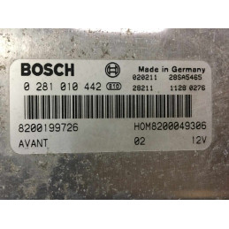 ECU BOSCH EDC15VM+2.V4 0281010442 RENAULT MEGANE SCENIC I 1.9 DTI 59KW 80CV HOM8200049306 8200199726 - VIRGEN AUTOCODIFICABLE