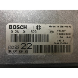 ECU BOSCH EDC15C2-11.1 0281011520 PEUGEOT 406 I 2.0 HDI 81KW 110CV RHZ 9652183480 - CON INMOVILIZADOR ANULADO (IMMO OFF)