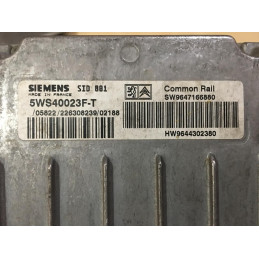 ECU MOTOR SIEMENS SID 801 5WS40023F-T PSA HW9644302380 SW9647166880 - CON INMOVILIZADOR ANULADO (INMO / IMMO OFF)