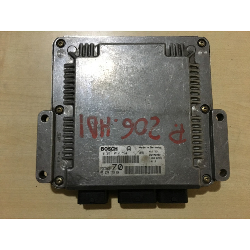 ECU BOSCH EDC15C2-11.1 0281010594 PEUGEOT 206 I 2.0 HDI 66KW 90CV RHY 9642013980 - CON INMOVILIZADOR ANULADO (IMMO OFF)