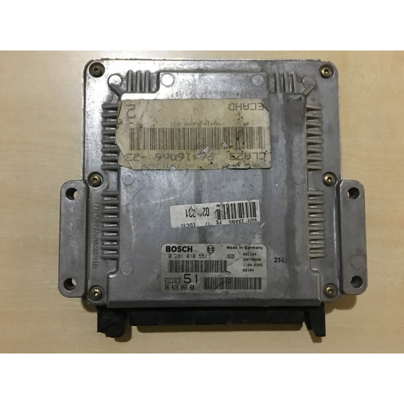 ECU BOSCH EDC15C2 0281010551 PEUGEOT 306 I 2.0 HDI 66KW 90CV RHY 9641606680 - CON INMOVILIZADOR ANULADO (IMMO OFF)