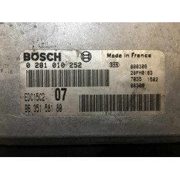 ECU MOTOR BOSCH EDC15C2-6.1 0281010252 PEUGEOT 406 I 2.0 HDI 66KW 90CV RHY 9635158180 - CON INMOVILIZADOR ANULADO (IMMO OFF)