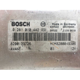 ECU BOSCH EDC15VM+2.V4 0281010442 RENAULT MEGANE SCENIC I 1.9 DTI 59KW 80CV HOM8200049306 8200199726 - VIRGEN AUTOCODIFICABLE