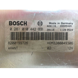 ECU BOSCH EDC15VM+2.V4 0281010442 RENAULT MEGANE SCENIC I 1.9 DTI 59KW 80CV HOM8200049306 8200199726 - VIRGEN AUTOCODIFICABLE