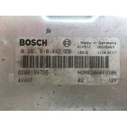 ECU BOSCH EDC15VM+2.V4 0281010442 RENAULT MEGANE SCENIC I 1.9 DTI 59KW 80CV HOM8200049306 8200199726 - VIRGEN AUTOCODIFICABLE