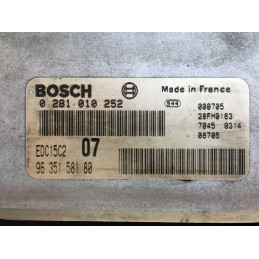 ECU MOTOR BOSCH EDC15C2-6.1 0281010252 PEUGEOT 406 I 2.0 HDI 66KW 90CV RHY 9635158180 - CON INMOVILIZADOR ANULADO (IMMO OFF)