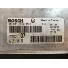 ECU MOTOR BOSCH EDC15C2-6.1 0281010252 PEUGEOT 406 I 2.0 HDI 66KW 90CV RHY 9635158180 - CON INMOVILIZADOR ANULADO (IMMO OFF)