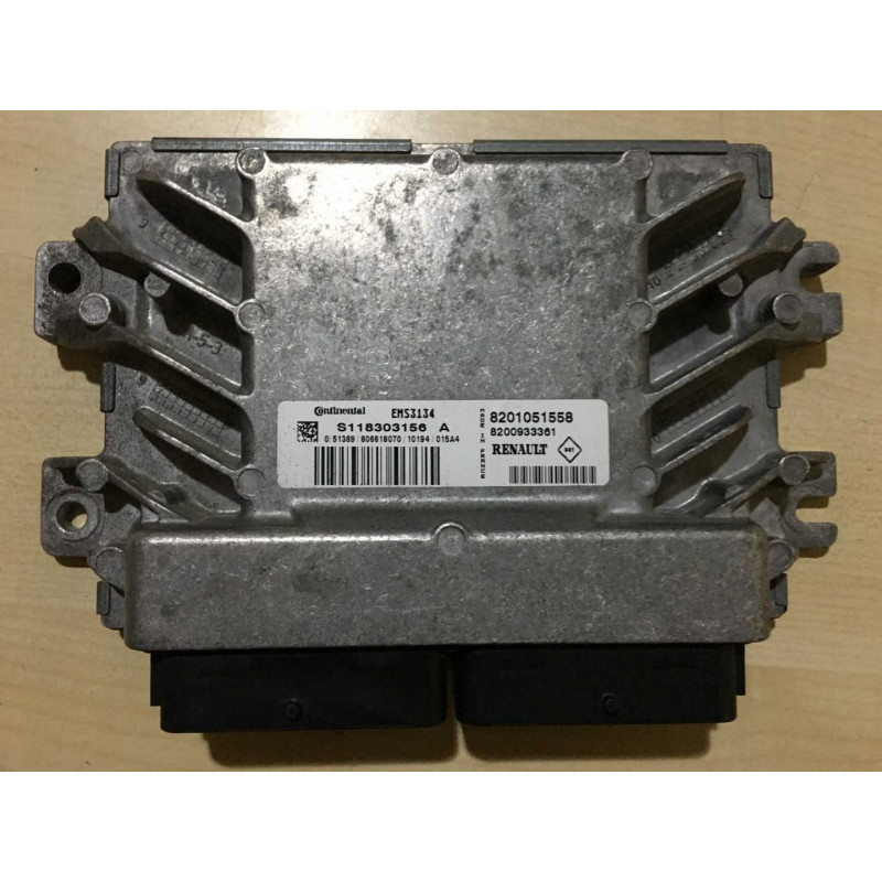 ECU MOTOR CONTINENTAL EMS 3134 S118303156A RENAULT 8201051558 8200933361