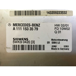 ECU MOTOR SIEMENS SIM4 LE 5WK90420 MERCEDES A1111533579