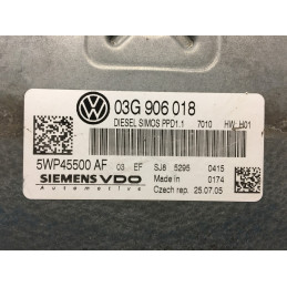 ECU SIEMENS VDO SIMOS PPD1.1 5WP45500AF VW PASSAT 2.0 TDI 140HP 03G906018 - WITH DISABLED IMMOBILIZER (IMMO OFF)
