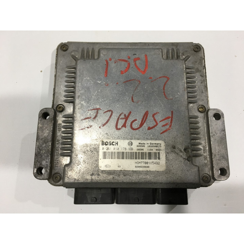 ECU BOSCH EDC15C3-4.2 0281010178 RENAULT ESPACE III 2.2 DCI 130CV HOM7700115492 8200239688 / SW 1037366004 / CON INMO ANULADO
