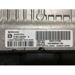 ECU MOTOR CONTINENTAL SID 807EVO S180123008C PSA HW 9666681180 SW 9804127280