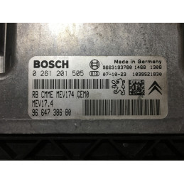 ECU BOSCH MEV17.4 0261201505 PEUGEOT 207 1.6i 16V 88KW 120HP 9664738680 / SW 1037391695 - WITH DISABLED IMMOBILIZER
