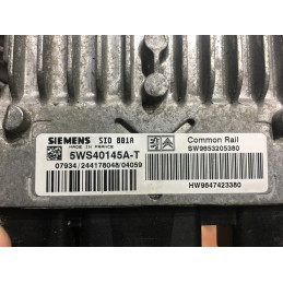 ECU MOTOR SIEMENS SID 801A 5WS40145A-T PSA HW 9647423380 SW 9653205380