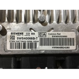 ECU SIEMENS SID804 5WS40068B-T CITROEN C3 1.4 HDI 68HP HW 9648624280 SW 9650529880 / SW 9652888580 - WITH DISABLED IMMOBILIZER