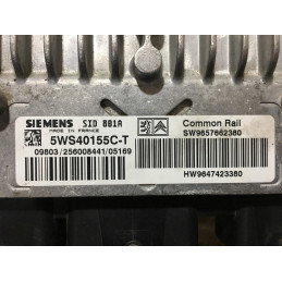 ECU MOTOR SIEMENS SID 801A 5WS40155C-T PSA HW 9647423380 SW 9657662380 - CON INMOVILIZADOR ANULADO (INMO / IMMO OFF)