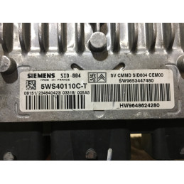 ECU MOTOR SIEMENS SID 804 5WS40110C-T PSA HW 9648624280 SW 9653447480 - CON INMOVILIZADOR ANULADO (INMO / IMMO OFF)