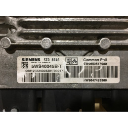 ECU MOTOR SIEMENS SID 801A 5WS40045B-T PSA HW 9647423380 SW 9650517980 - CON INMOVILIZADOR ANULADO (INMO / IMMO OFF)