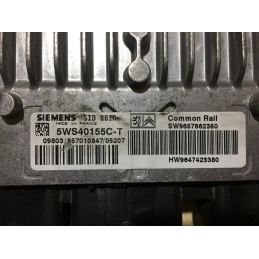 ECU MOTOR SIEMENS SID 801A 5WS40155C-T PSA HW 9647423380 SW 9657662380 - CON INMOVILIZADOR ANULADO (INMO / IMMO OFF)