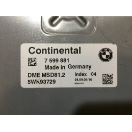 ECU MOTOR CONTINENTAL MSD81.2 5WK93729 BMW E91 320i V 2.0i 7599881 / SW 7602946 - CA4RDQHA.DAT