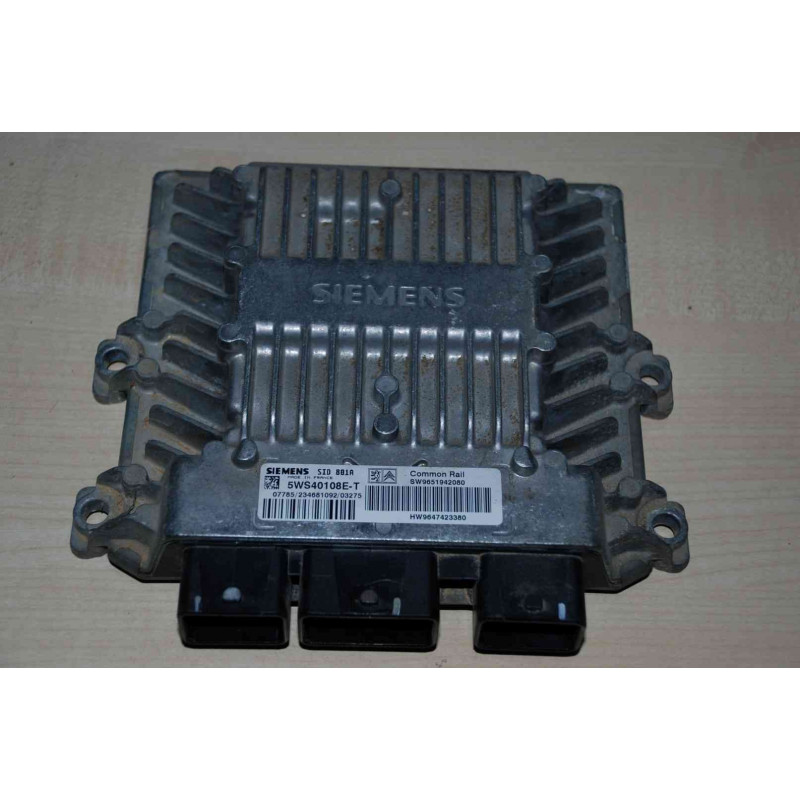 ECU MOTOR SIEMENS SID 801A 5WS40108E-T PSA HW 9647423380 SW 9653059380 - CON INMOVILIZADOR ANULADO (INMO / IMMO OFF)