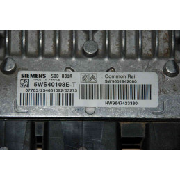 ECU MOTOR SIEMENS SID 801A 5WS40108E-T PSA HW 9647423380 SW 9653059380 - CON INMOVILIZADOR ANULADO (INMO / IMMO OFF)