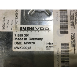ECU SIEMENS MSV70 5WK90078 BMW E90 325i V 2.5i 160KW 218CV N52B25A MT 7555361