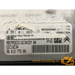 ECU MOTOR BOSCH EDC16C34-2.10 0281011863 PSA 9661377280