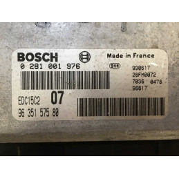 ECU BOSCH EDC15C2-3.2 0281001976 PEUGEOT 306 I 2.0 HDI 66KW 90CV RHY 9635157580 - CON INMOVILIZADOR ANULADO (IMMO OFF)