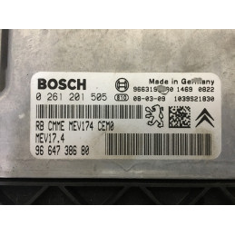 ECU BOSCH MEV17.4 0261201505 PEUGEOT 207 1.6i 16V 88KW 120HP 9664738680 / SW 1037391695 - WITH DISABLED IMMOBILIZER