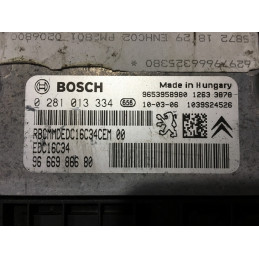 ECU BOSCH EDC16C34-4.11 0281013334 PEUGEOT 3008 1.6 HDI 110CV 9666986680 / SW 9666753480 - 1037398242 - CON INMO ANULADO